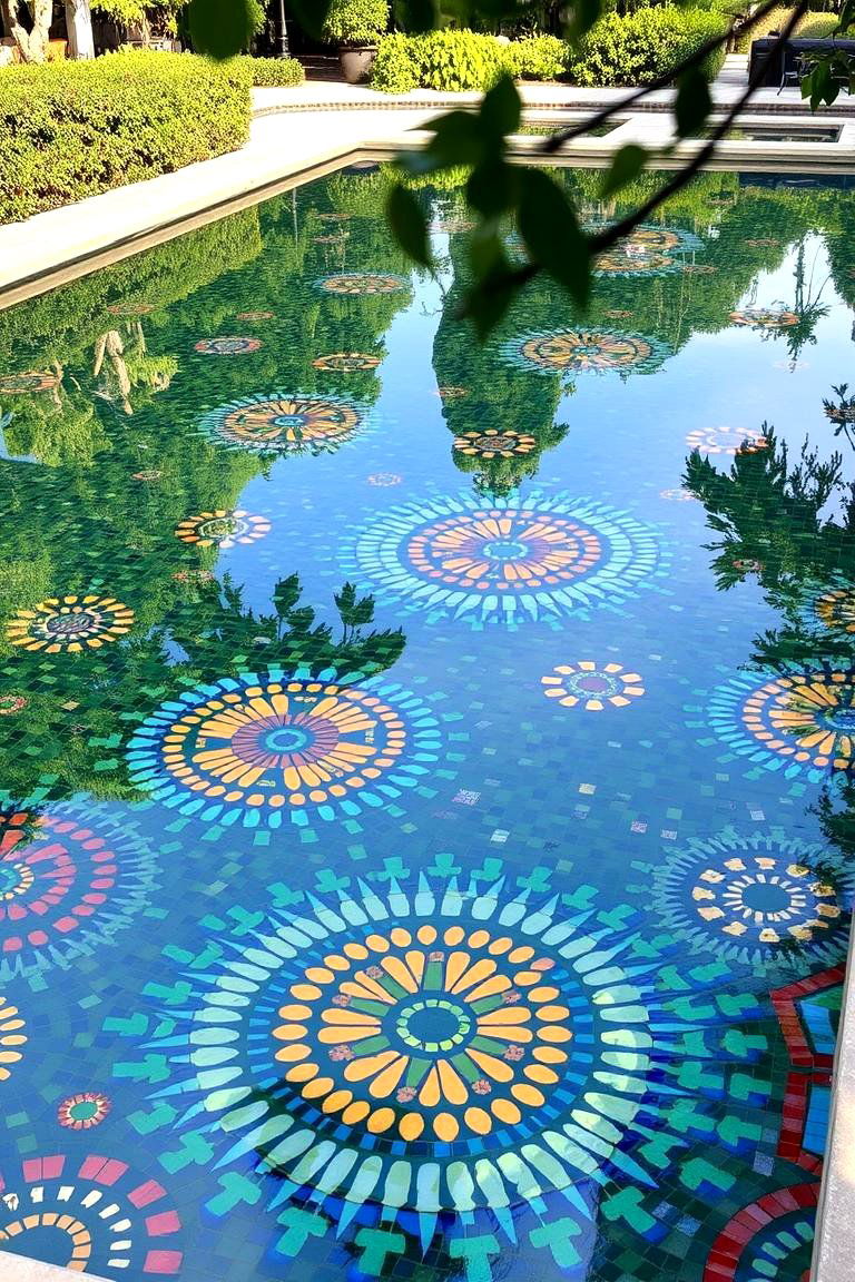 Mosaic Tile Reflecting Pool - 24 Small Garden Reflecting Pool Ideas
