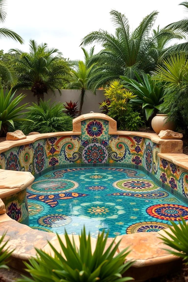 Mosaic Tiled Pool Design - 24 Small Inground Pool Ideas