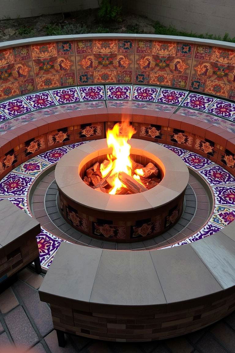 Mosaic Tiled Seating - 24 Fire Pit Seating Ideas