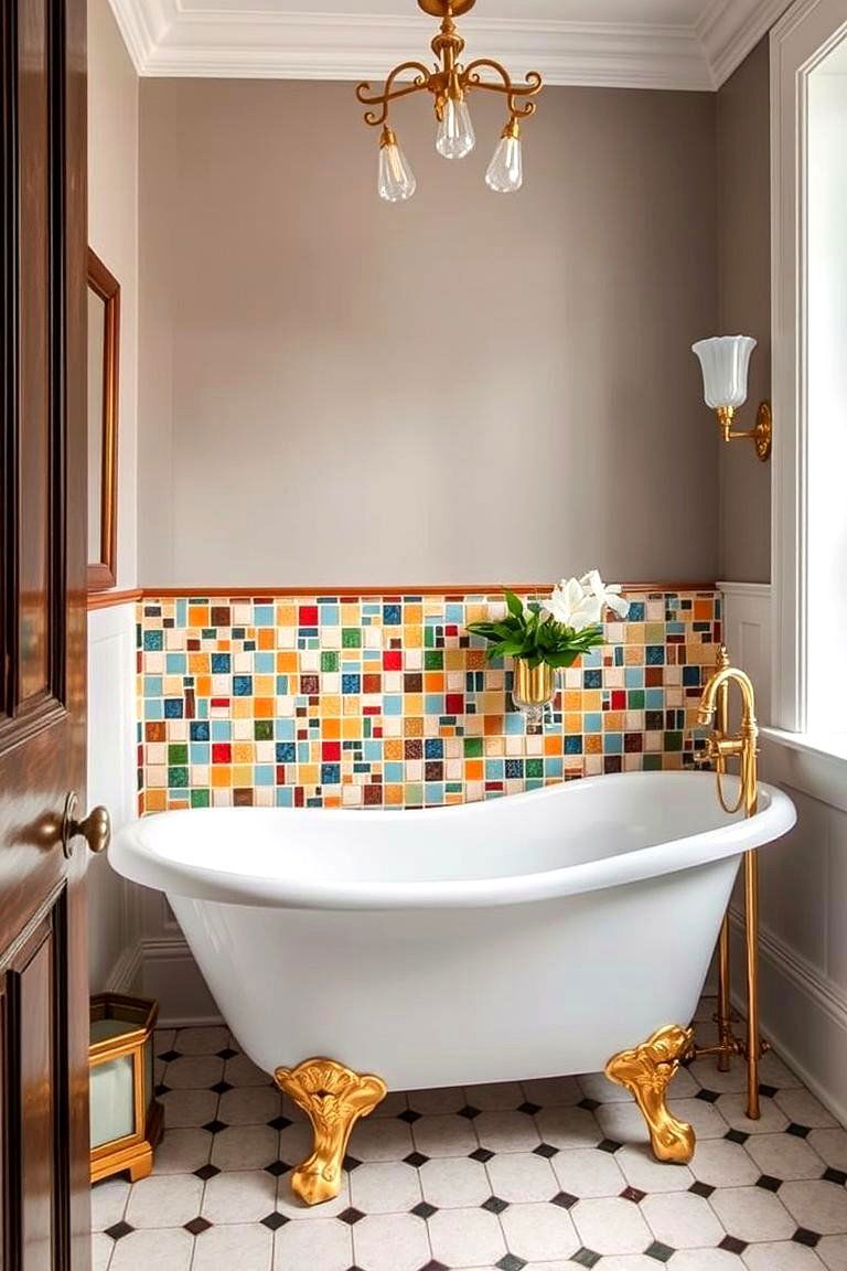 Mosaic Tiles for an Artistic Touch - 24 Half-wall Tile Bathroom Ideas