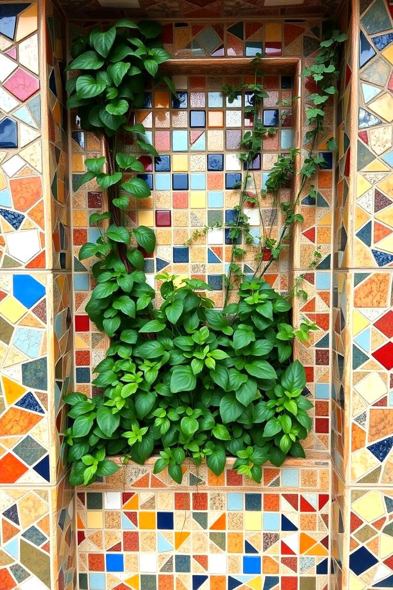 Mosaic Vertical Garden - 24 Mosaic Garden Ideas