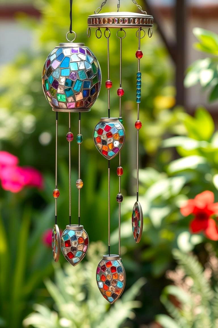 Mosaic Wind Chimes - 24 Garden Art Ideas