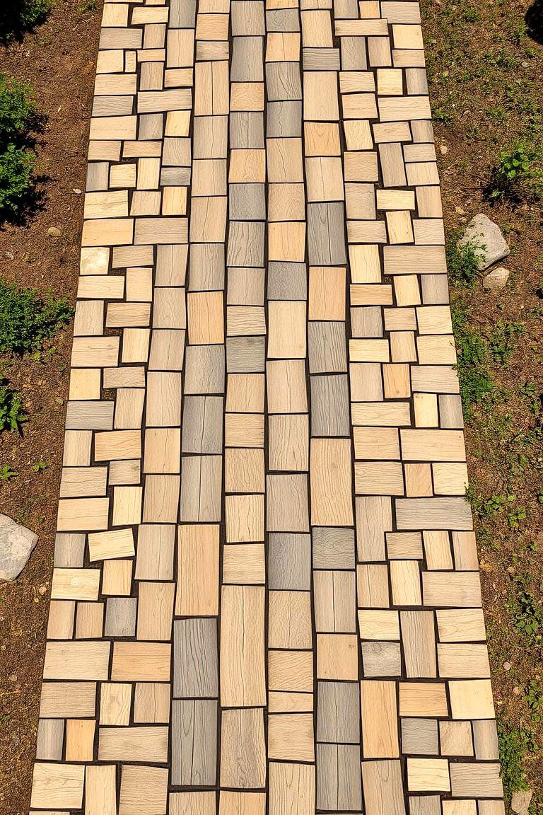 Mosaic Wooden Walkway - 24 Wooden Walkway Ideas
