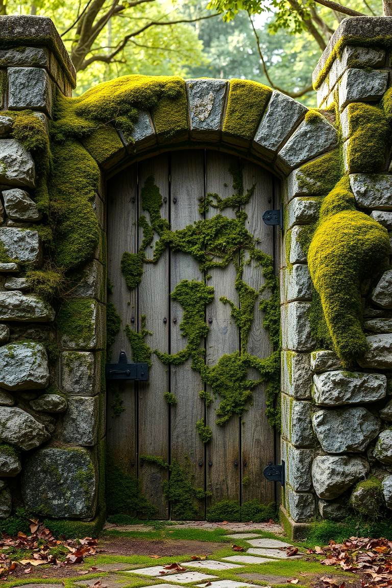 Moss Covered Stone Gate - 24 Japanese Garden Gate Design Ideas