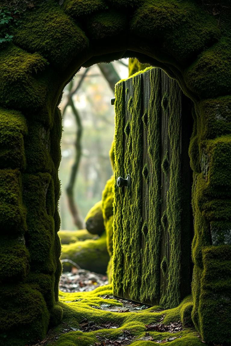 Moss Covered Welcome - 24 Green Front Door Ideas