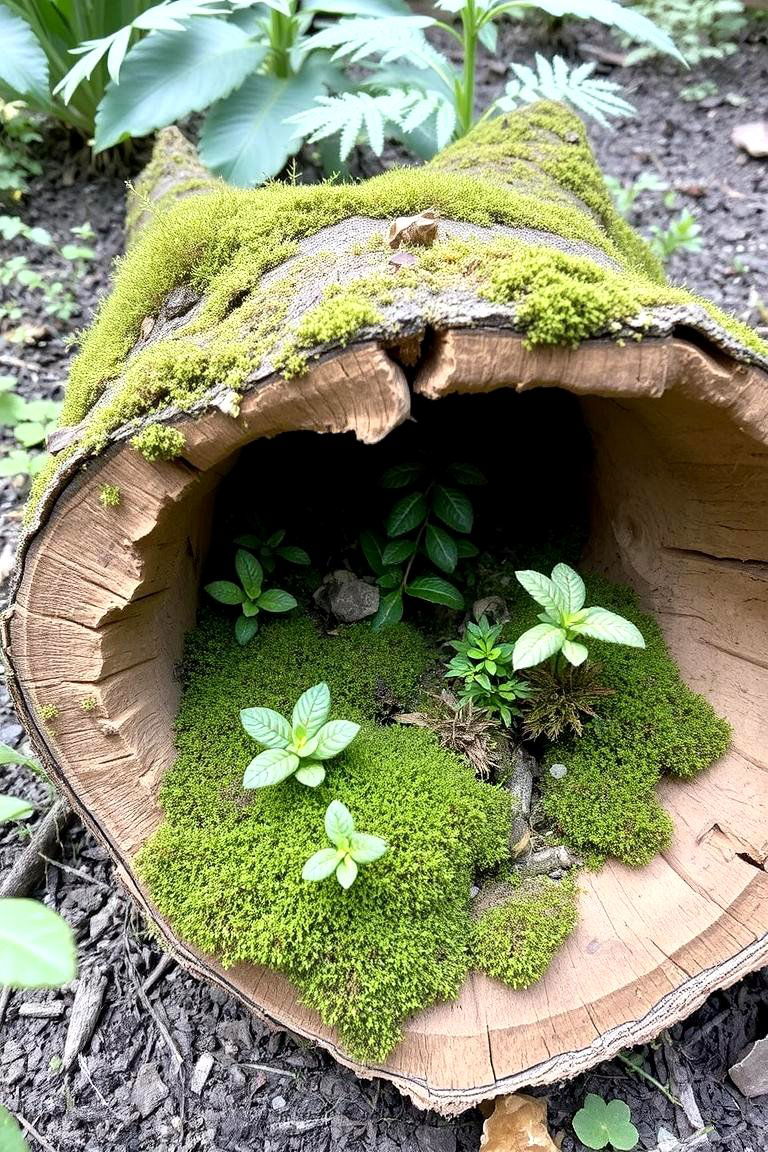 Moss Garden in a Log - 24 Moss Garden Ideas
