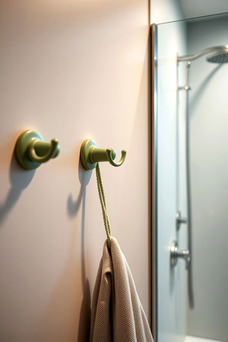 Moss Green Bathrobe Hooks - 24 Green Bathroom Ideas