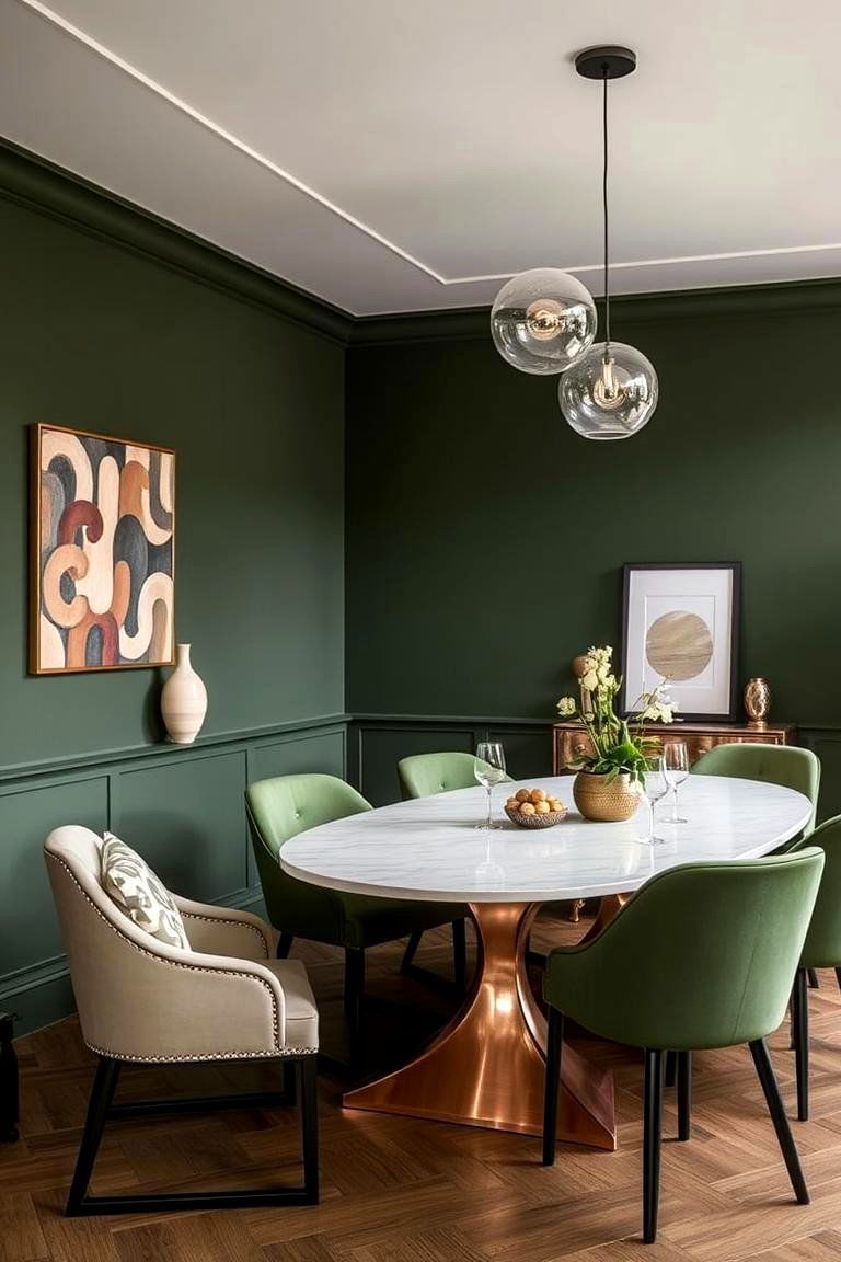 Moss Green and Copper for a Stylish Warm Ambiance - 24 Green Accent Wall Ideas