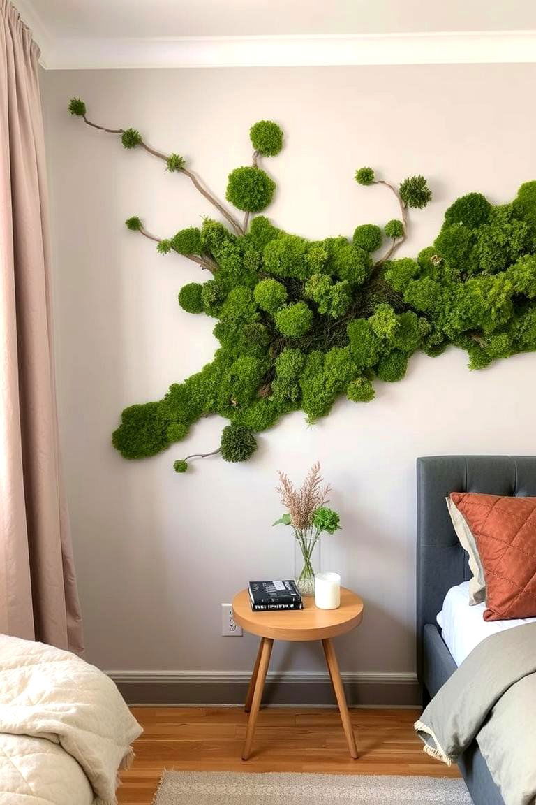 Moss Wall Accent - 24 Forest Themed Bedroom Ideas