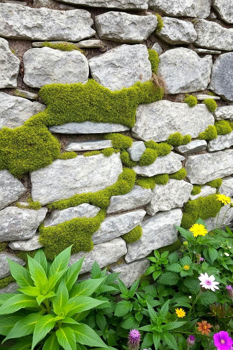 Moss and Stone Wall Garden - 24 Moss Garden Ideas