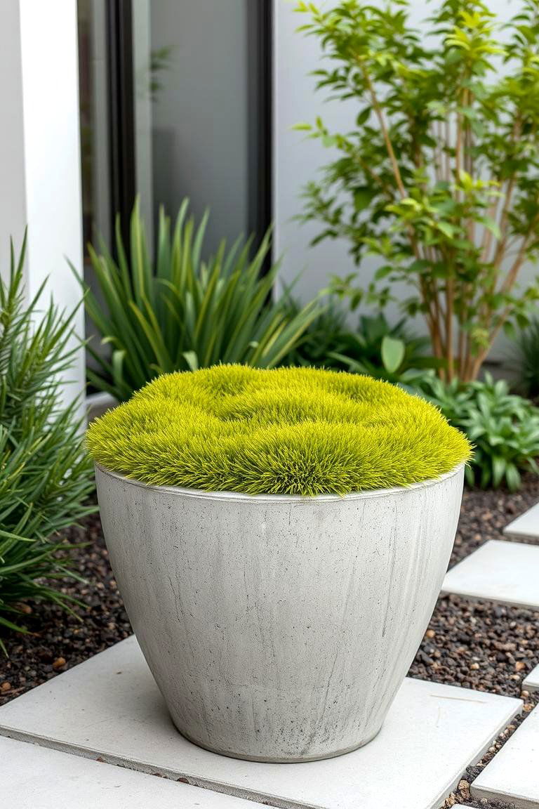 Moss in a Concrete Planter - 24 Moss Garden Ideas