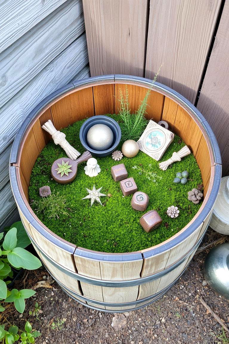 Moss in a Wooden Barrel - 24 Moss Garden Ideas
