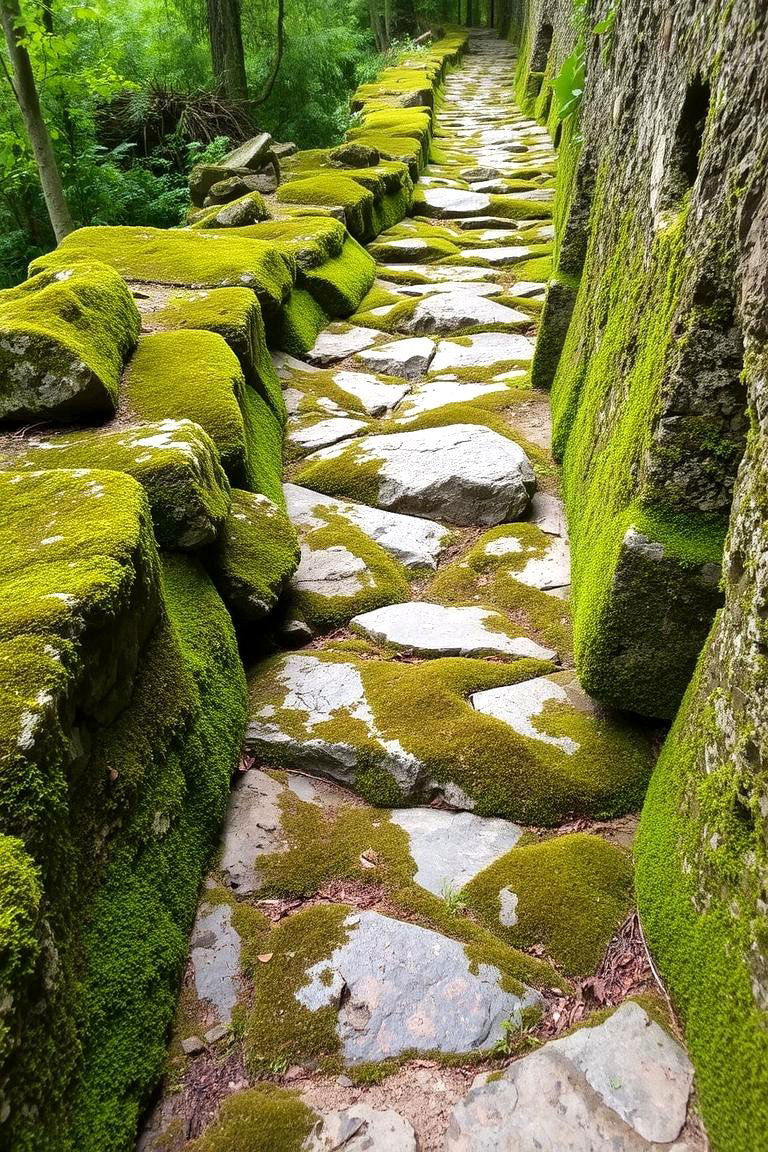 Mossy Rock Paths for a Rugged Appeal - 24 Natural Walkway Ideas