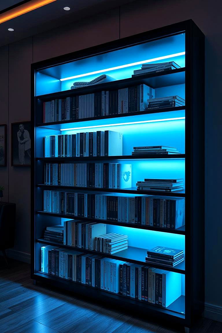 Motion Activated LED Shelf Lights - 24 Bookshelf Lighting Ideas