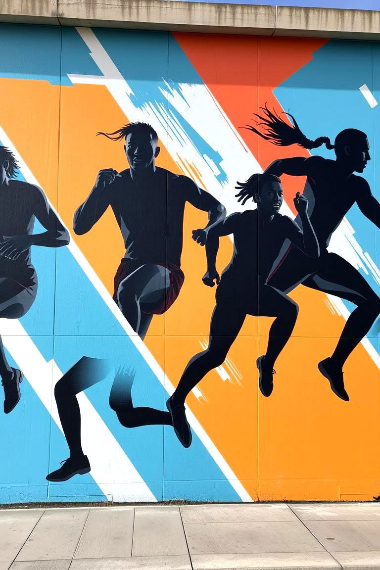Motivational Athlete Silhouettes - 24 Gym Murals