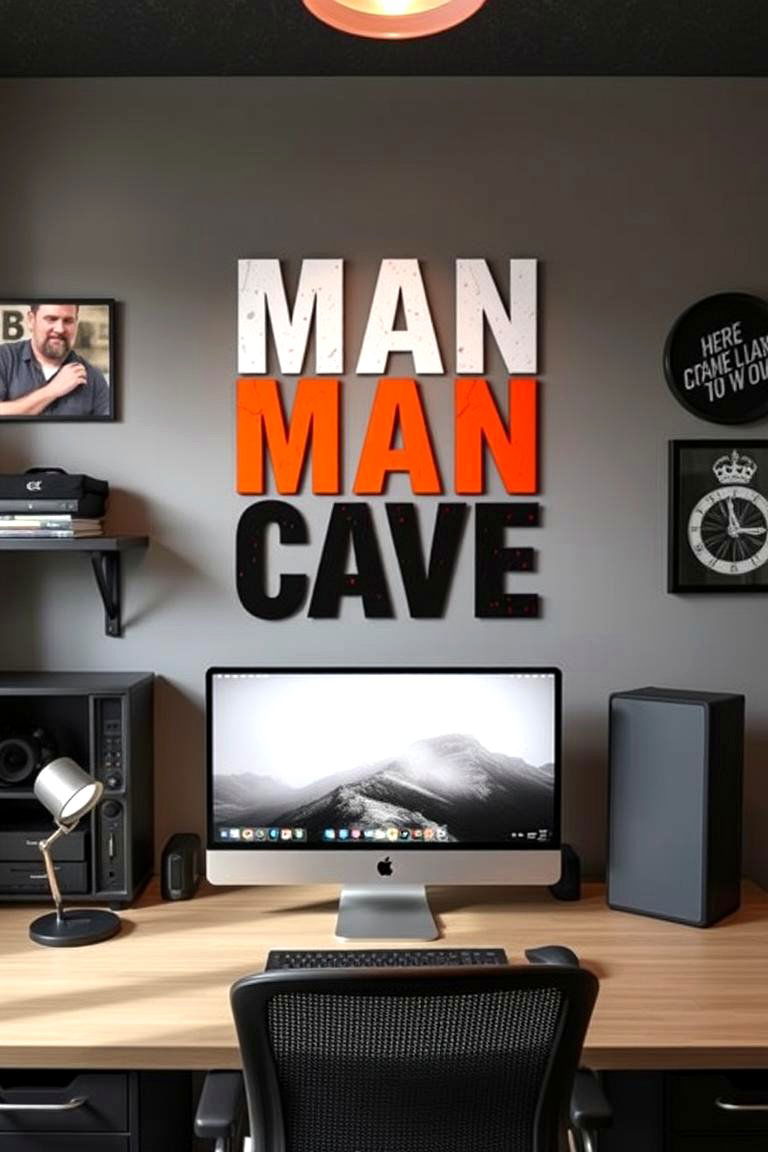 Motivational Quote Display for Inspiration - 24 Man Cave Office Ideas