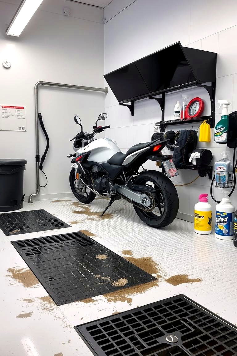 Motorcycle Washing Station - 24 Motorcycle Garage Ideas