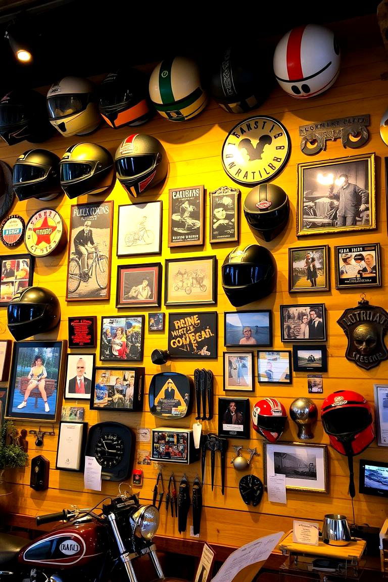 Motorcycling Memorabilia Wall - 24 Motorcycle Garage Ideas