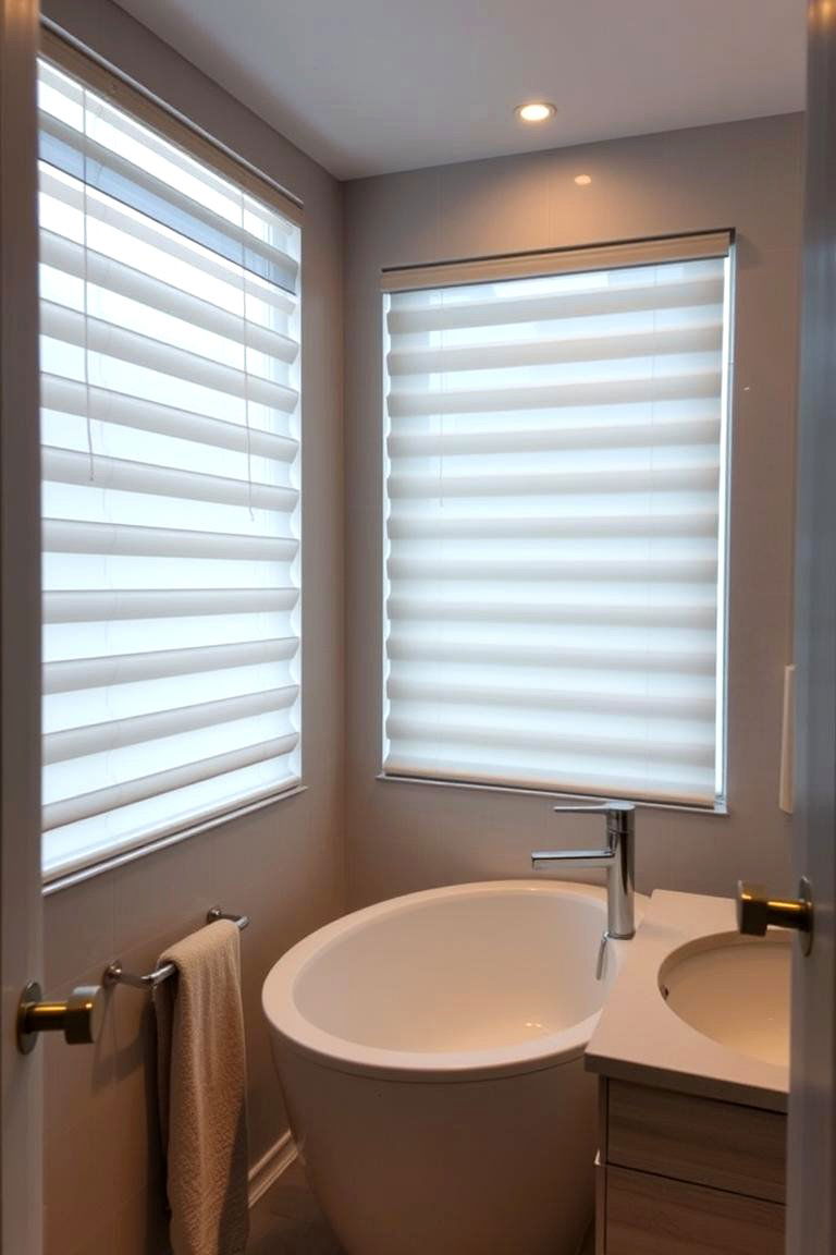 Motorized Blinds for Convenience - 24 Bathroom Window Treatment Ideas