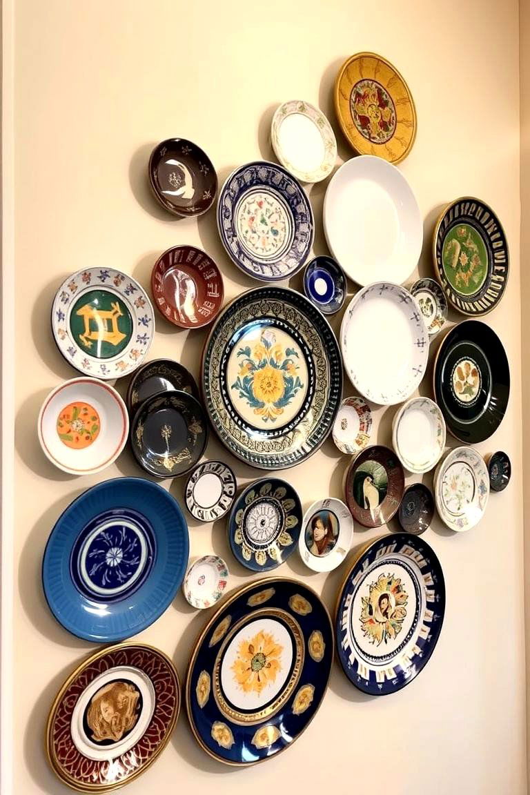 Mount a Wall of Decorative Plates - 24 Entryway Wall Ideas
