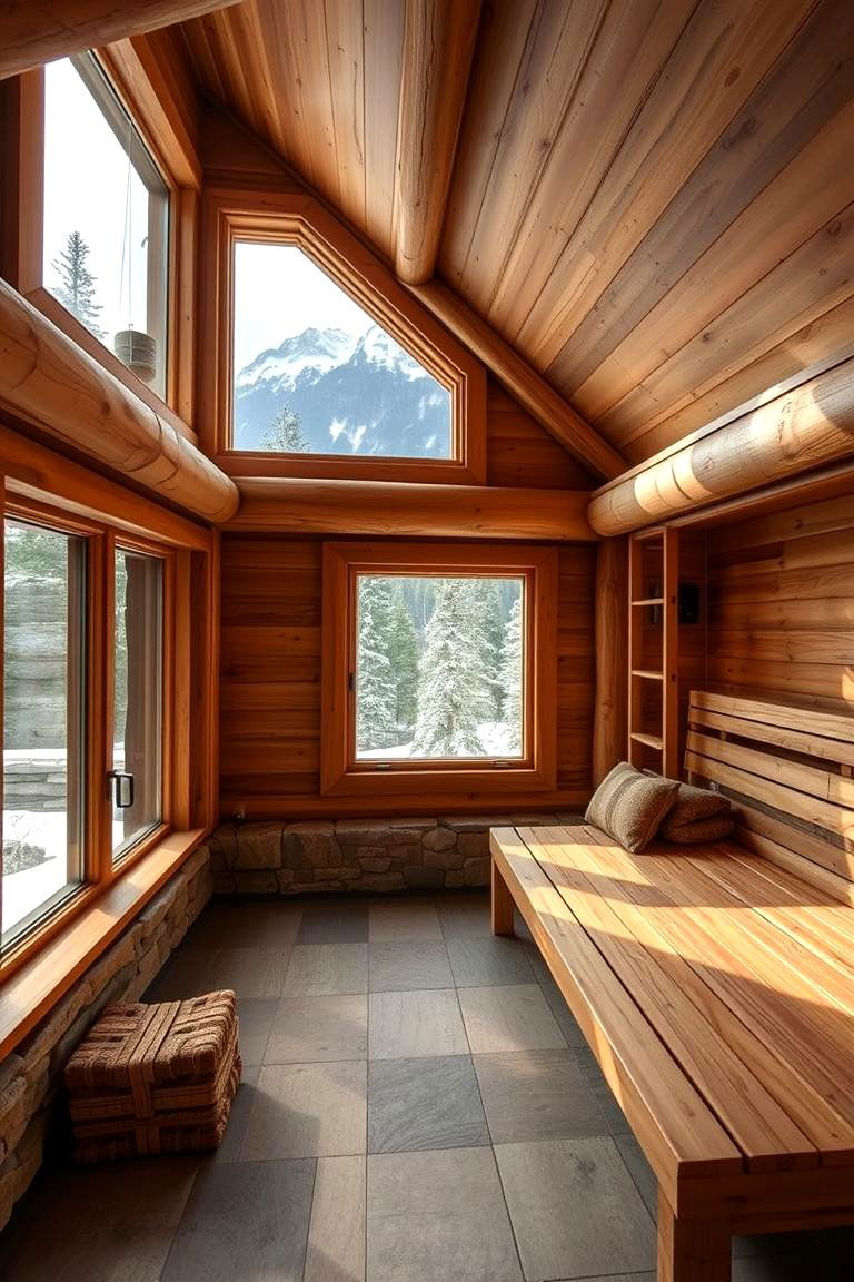 Mountain Lodge Sauna - 24 Sauna Room Design Ideas
