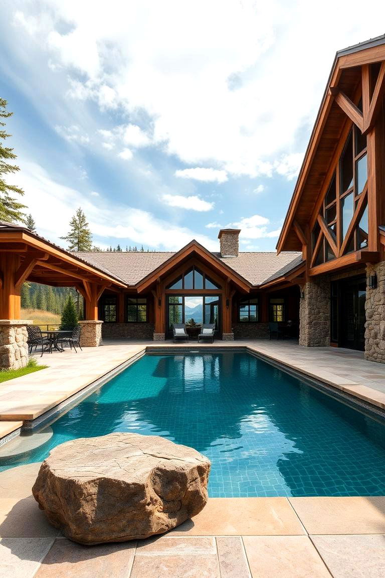 Mountain Lodge Vibes - 24 Rustic Pool House Ideas