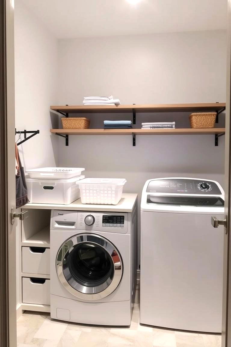 Movable Sorting Station Flexibility in Design - 24 Small Laundry Room Ideas With a Top Load Washing Machine