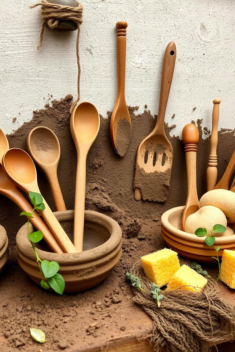 Mud Kitchen with Nature Inspired Accessories - 24 Mud Kitchen Ideas for Kids