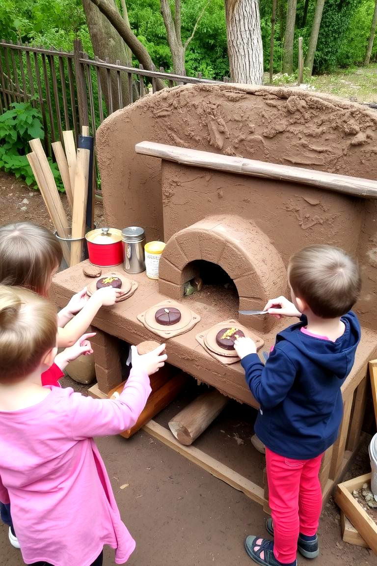 Mud Kitchen with Outdoor Oven - 24 Mud Kitchen Ideas for Kids