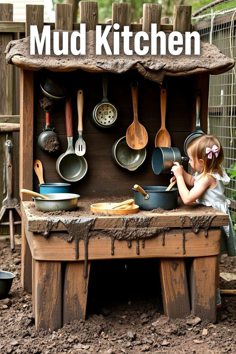 Mud Kitchen with Real Pots and Pans - 24 Mud Kitchen Ideas for Kids