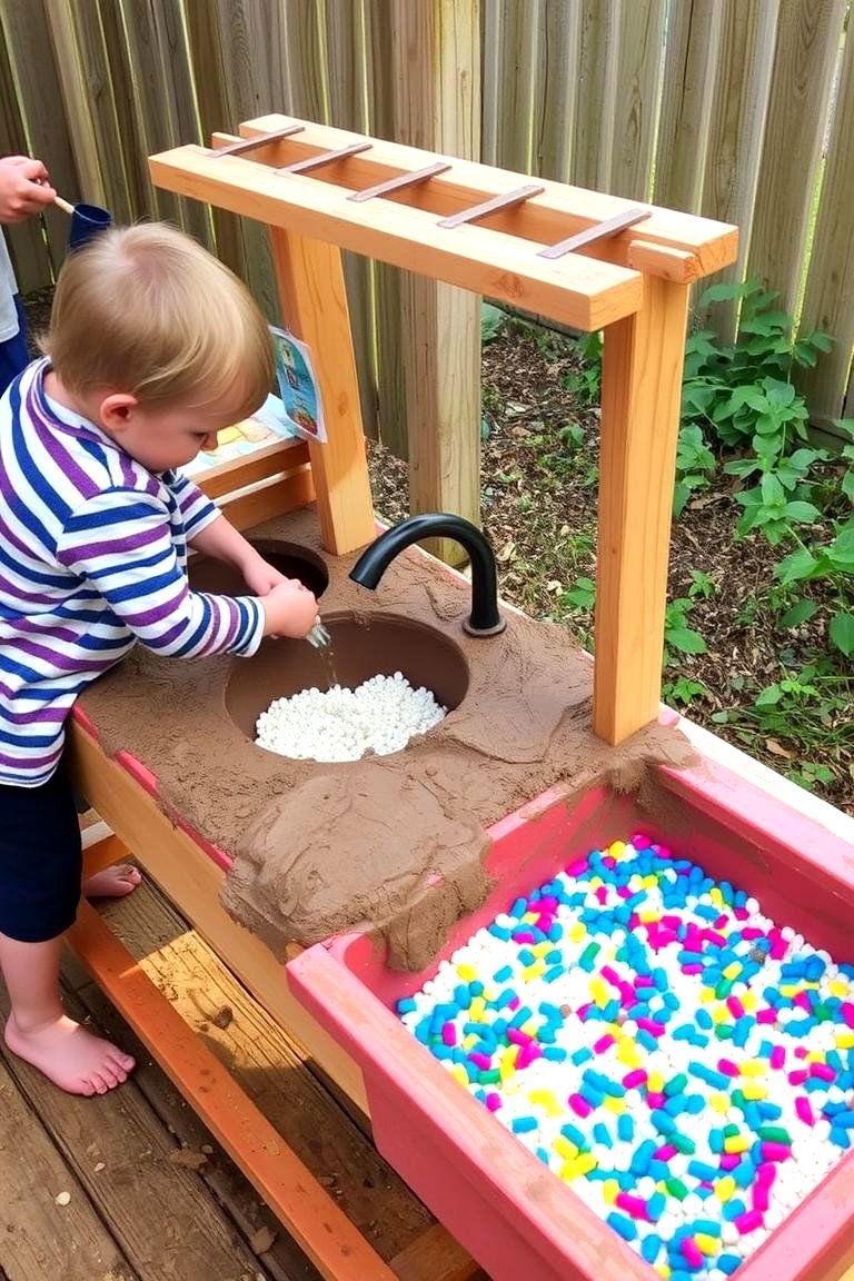 Mud Kitchen with Sensory Bins - 24 Mud Kitchen Ideas for Kids