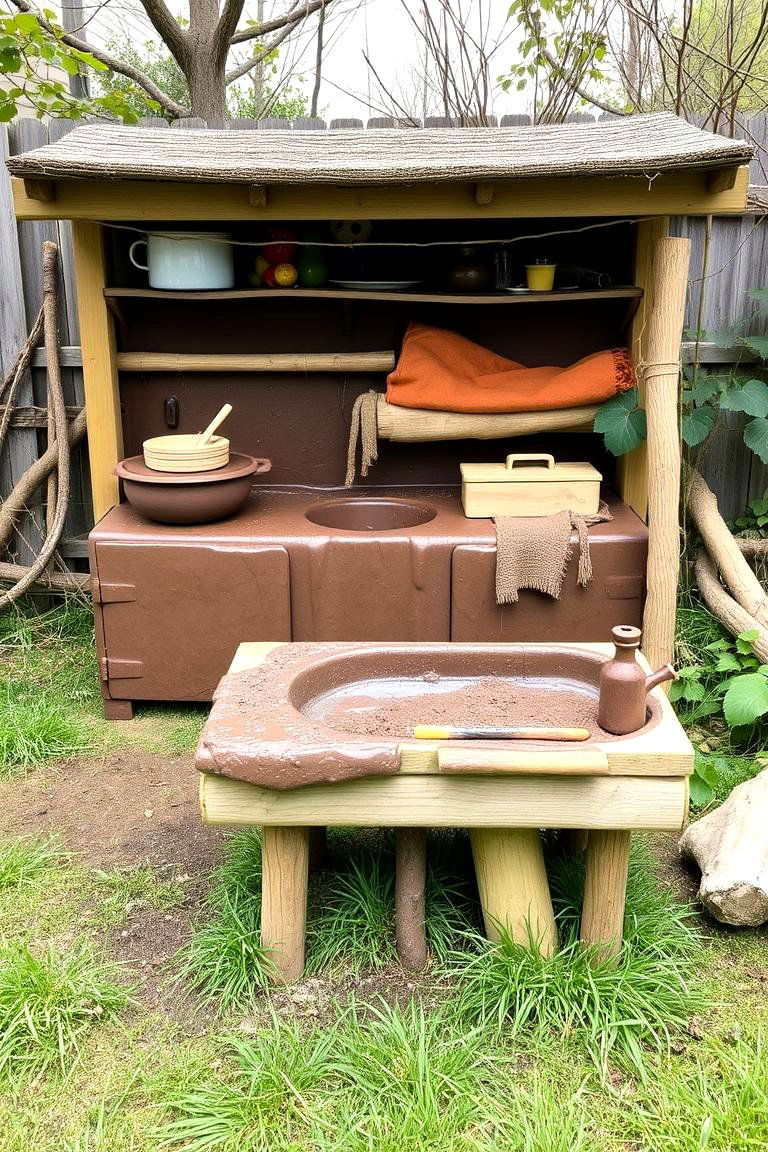 Mud Kitchen with Sensory Play Areas - 24 Mud Kitchen Ideas