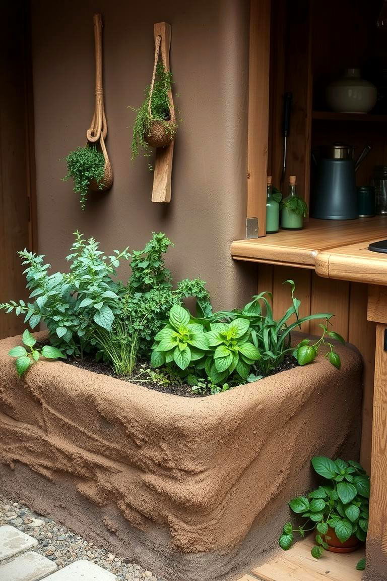 Mud Kitchen with a Herb Garden - 24 Mud Kitchen Ideas
