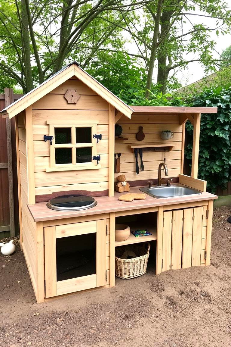 Mud Kitchen with a Playhouse - 24 Mud Kitchen Ideas