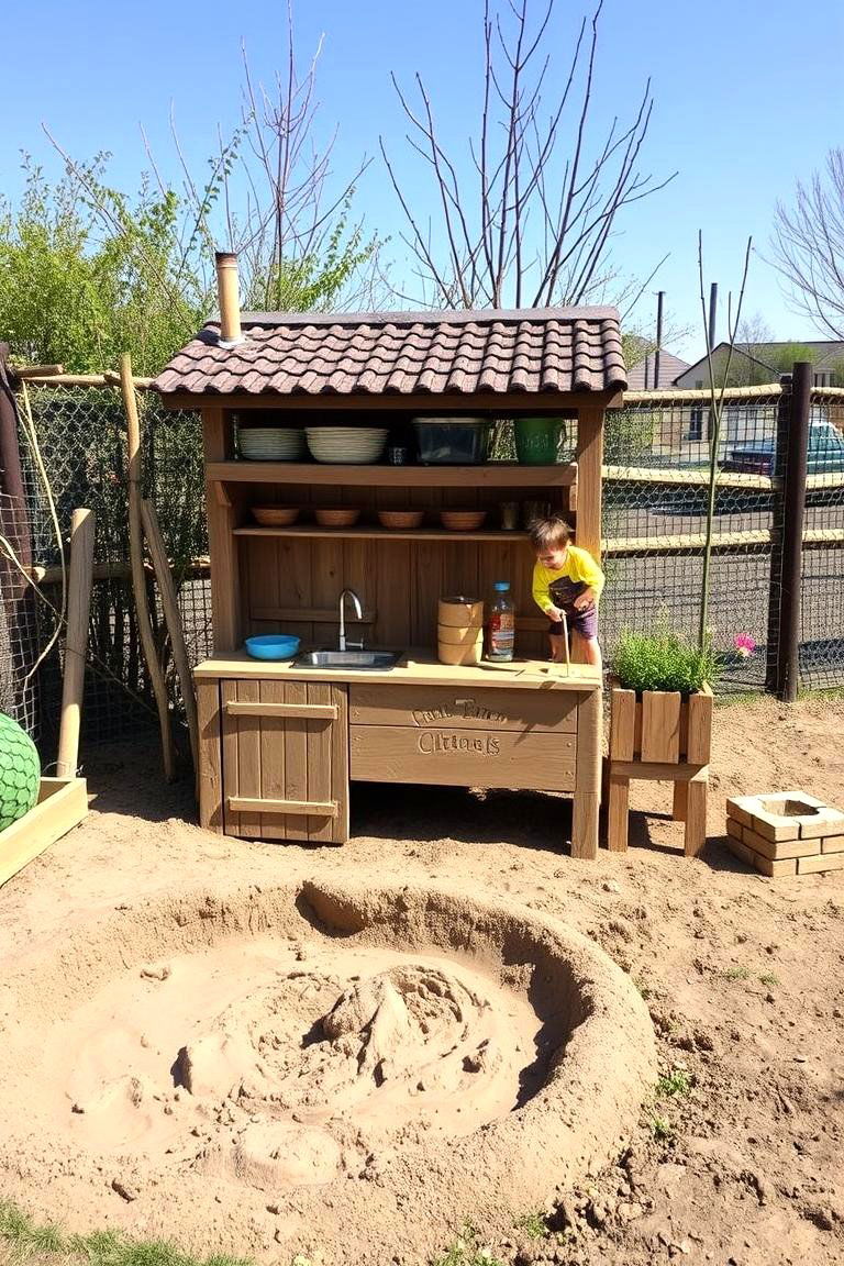 Mud Kitchen with a Sandpit - 24 Mud Kitchen Ideas for Kids