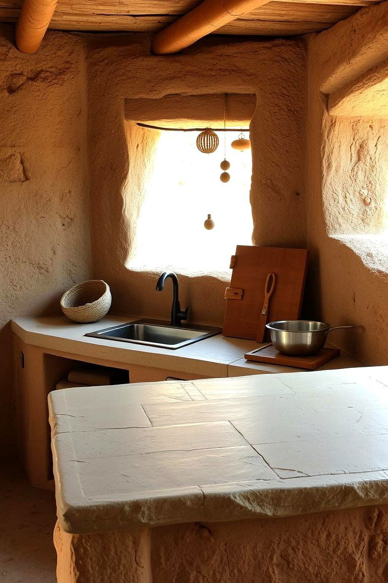 Mud Kitchen with a Stone Counter - 24 Mud Kitchen Ideas