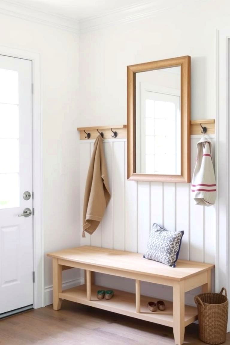 Mudroom Bench with a Mirror - 24 Mudroom Bench Ideas