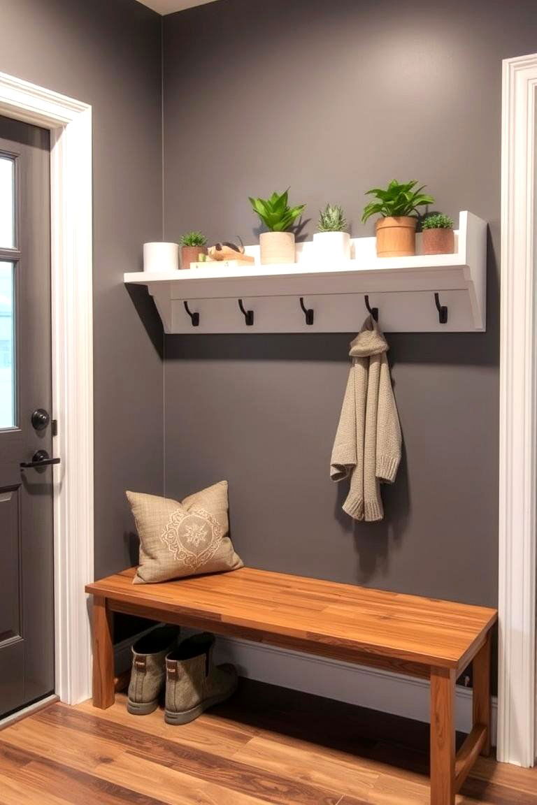 Mudroom Bench with a Shelf Above - 24 Mudroom Bench Ideas