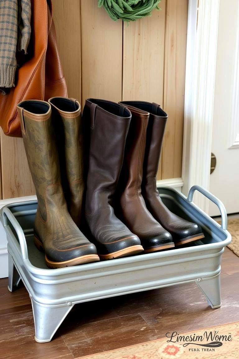 Mudroom Boot Tray - 24 Farmhouse Mudroom Ideas