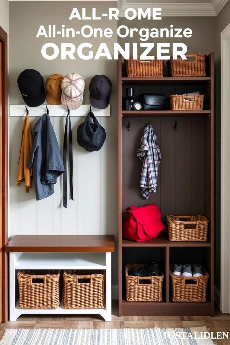 Mudroom Hat and Accessory Organizer - 24 Hat Rack Ideas