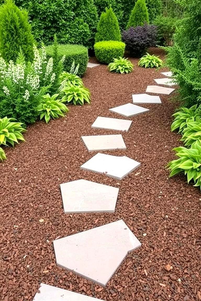 Mulch Patio with Pathways - 24 mulch patio ideas