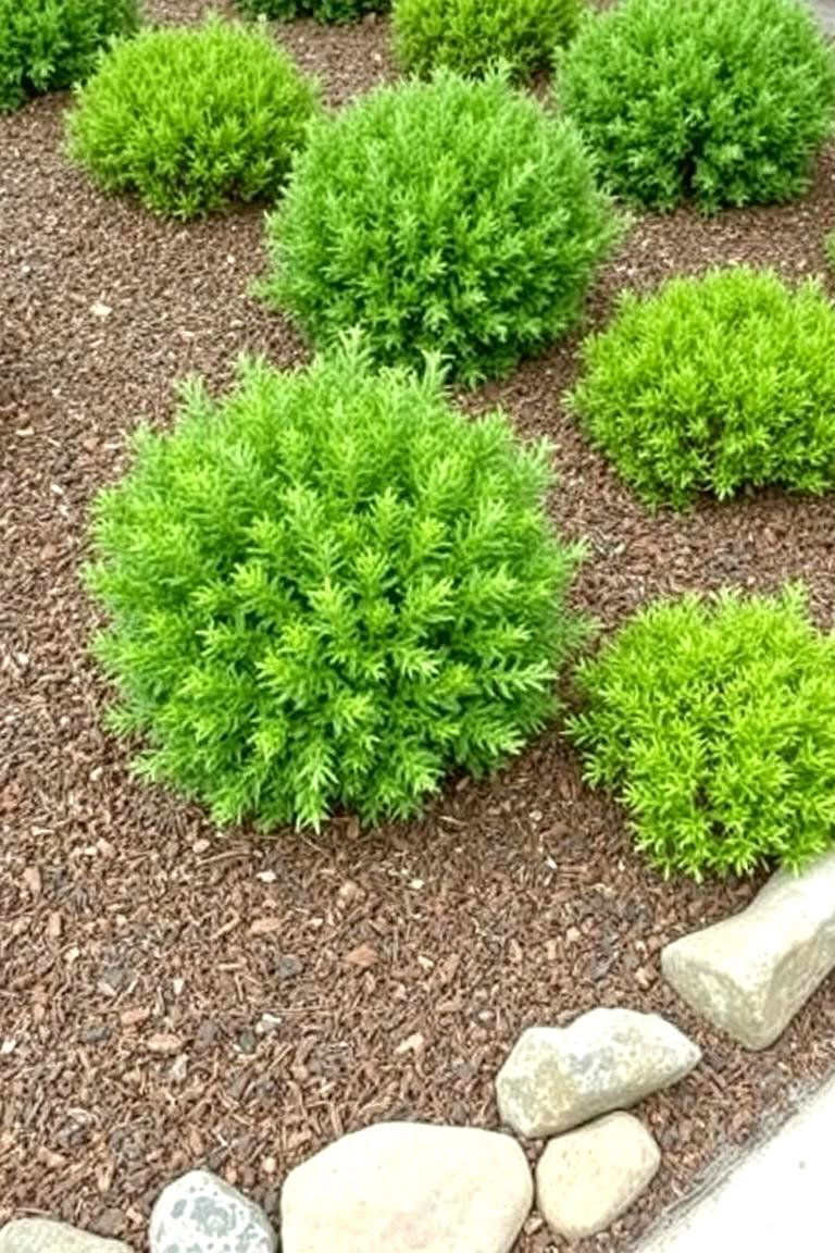Mulch and Rock Accent for Shrubs - 24 Front Yard Landscaping Ideas With Rocks and Mulch