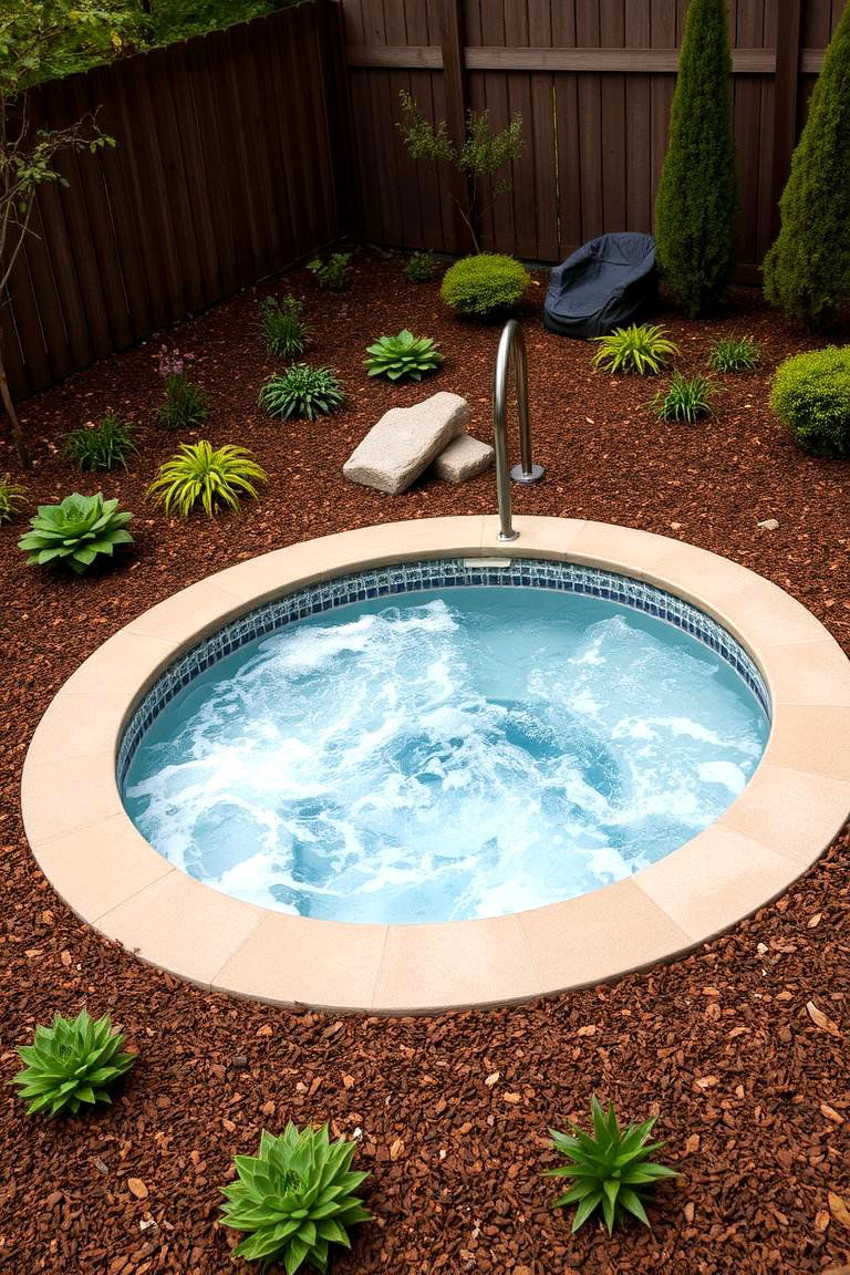 Mulched Garden Beds - 24 Hot Tub Landscaping Ideas