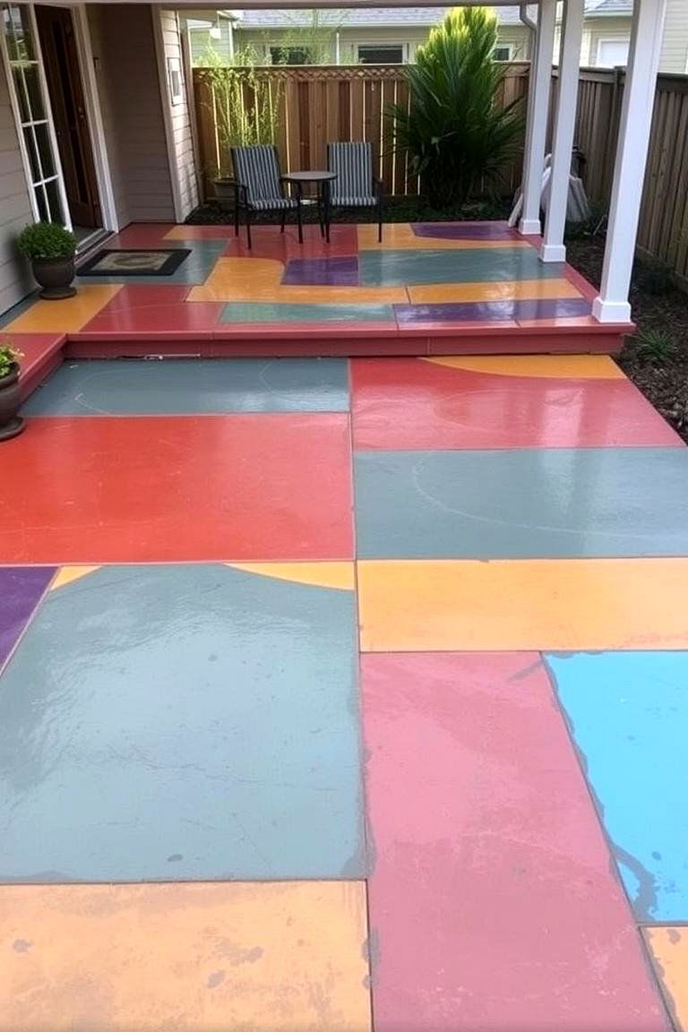 Multi Colored Stamped Concrete Patio - 24 Stamped Concrete Patio Ideas