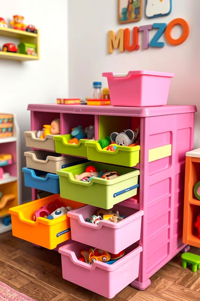 Multi Drawer Storage Units for Categorization - 24 Playroom Storage Ideas