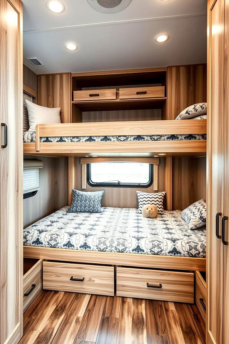 Multi Functional Bunk Room with Integrated Storage - 24 bunk room ideas