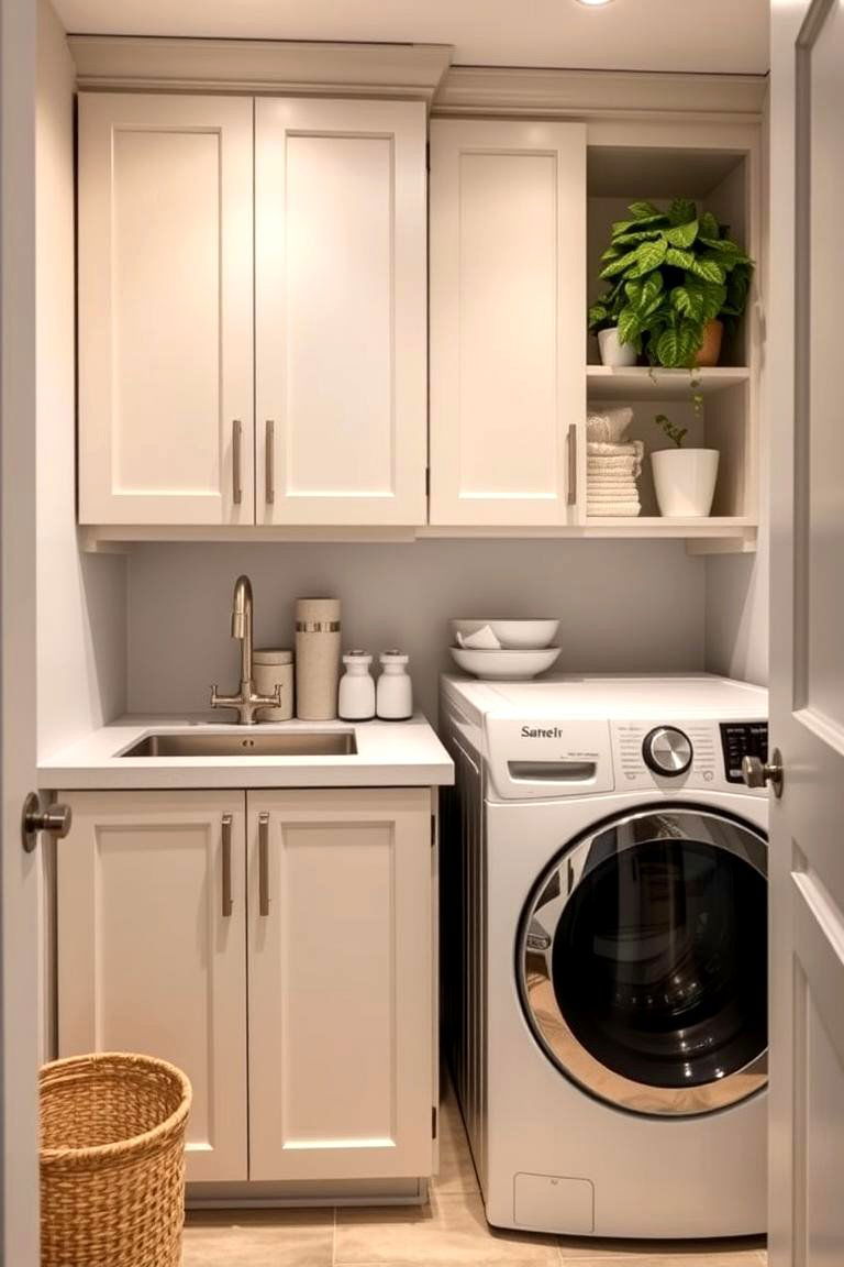 Multi Functional Cabinets Dual Purpose Storage - 24 Small Laundry Room Ideas With a Top Load Washing Machine