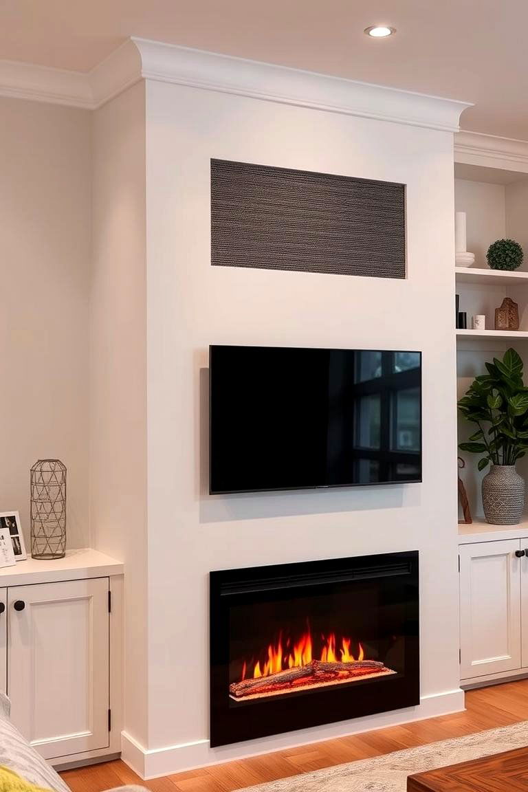 Multi Functional Design - 24 Electric Fireplace Ideas With Tv Above