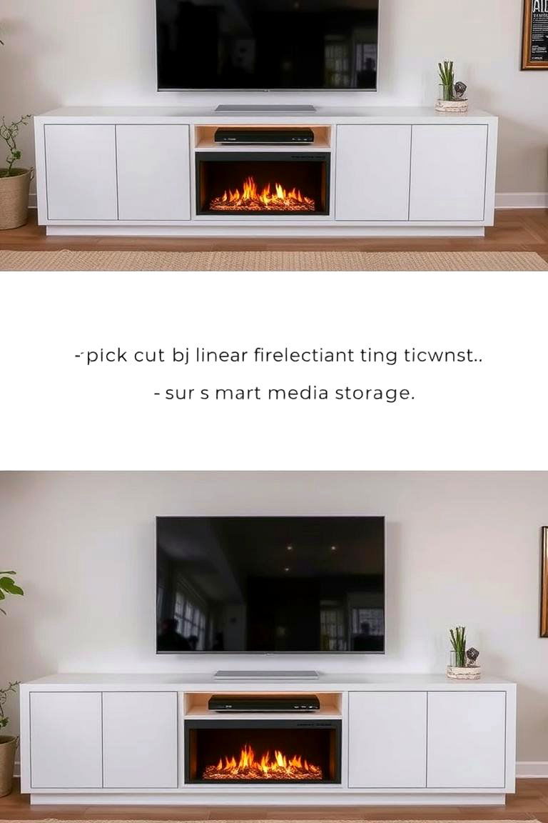 Multi Functional Entertainment Center - 24 Linear Fireplace Ideas With Tv Above