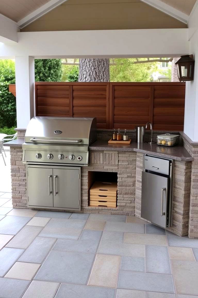 Multi Functional Grill Station with Side Burner - 24 Grill Station Ideas